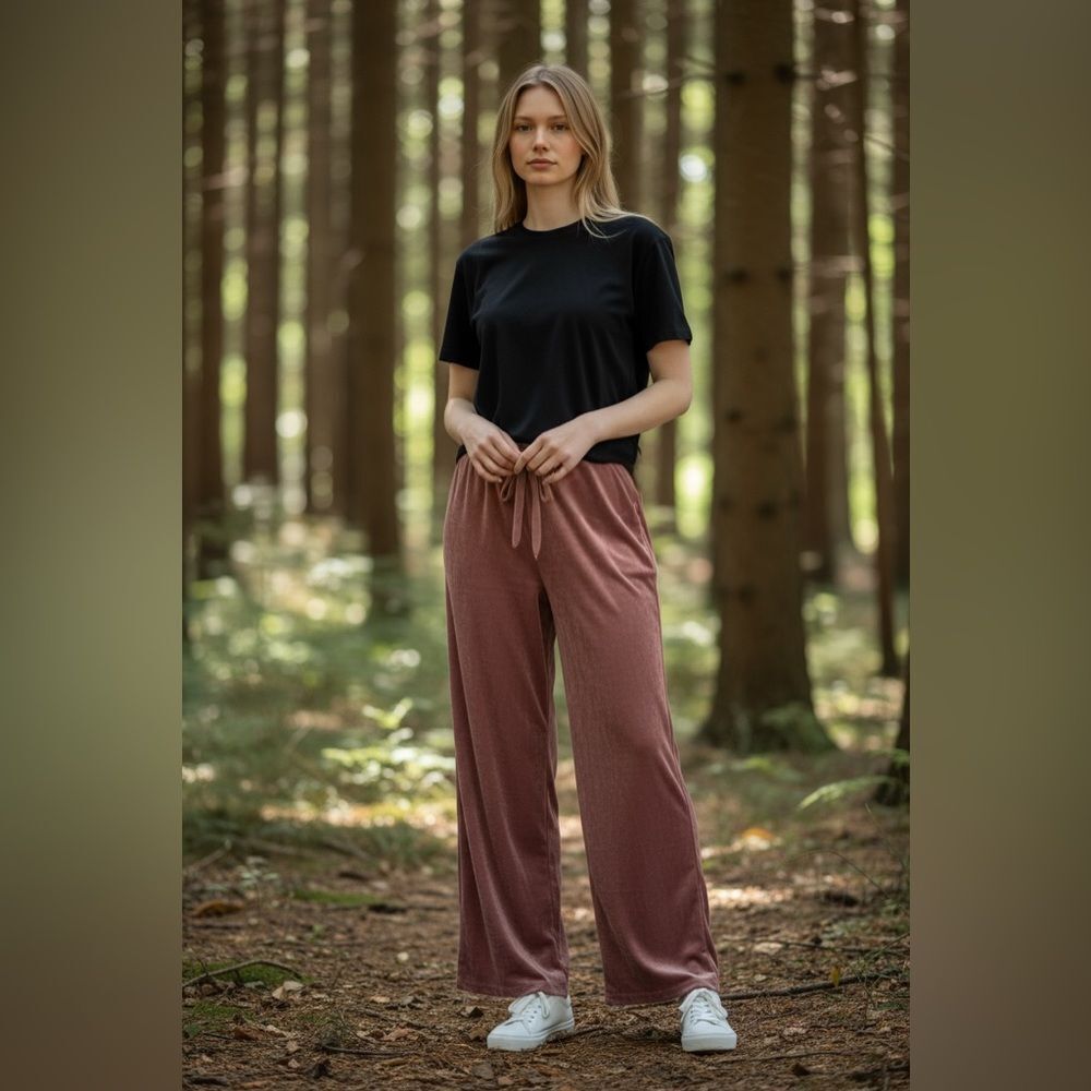 NEW Topshop velvet tie waist sweatpants in pink Wide Leg Pants Size 10